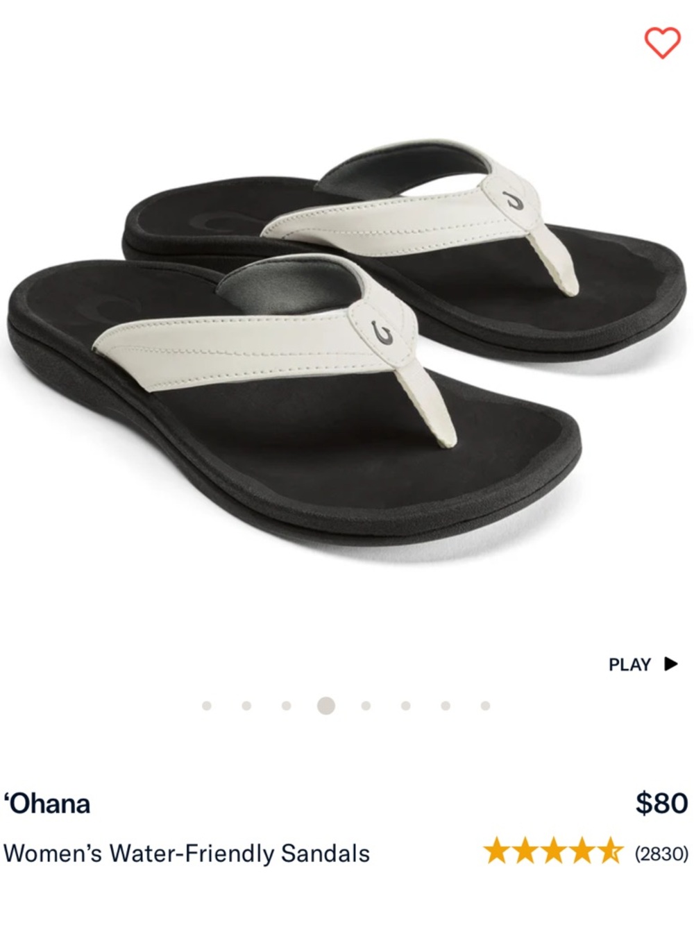 OluKai 'Ohana Women's Flip Flops in Black and white